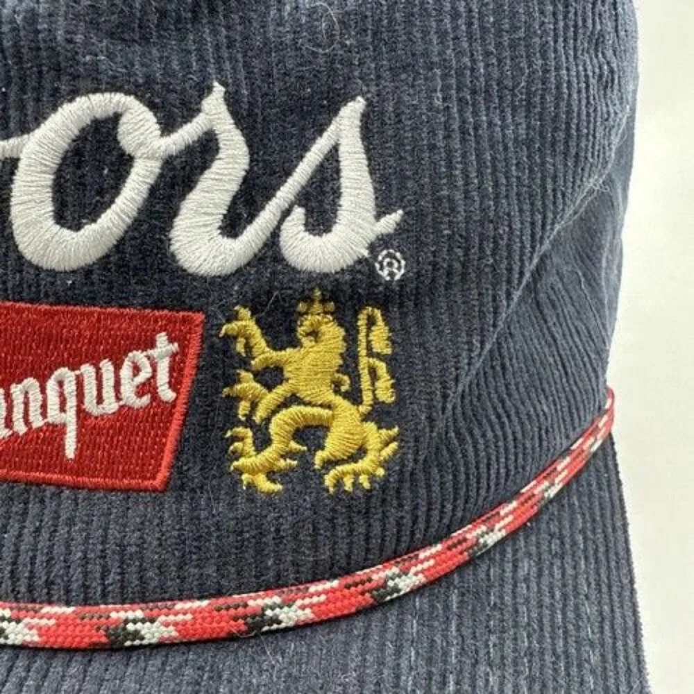 Coors Beer Corduroy Snapback Hat Cap Navy Blue Adjustable Banquet Braided New